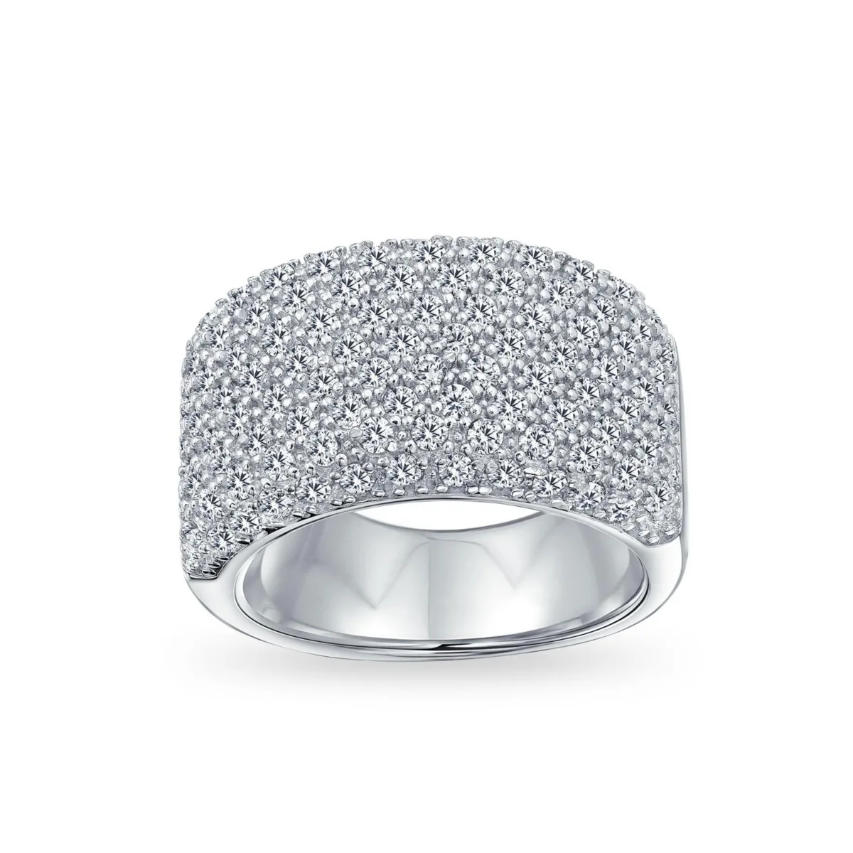 Micro Pave Cubic Zirconia Cocktail Wide Cz Pave Statement 1/2 Eternity Band Ring Rose Gold Plated.925 Sterling Silver by Bling Jewelry