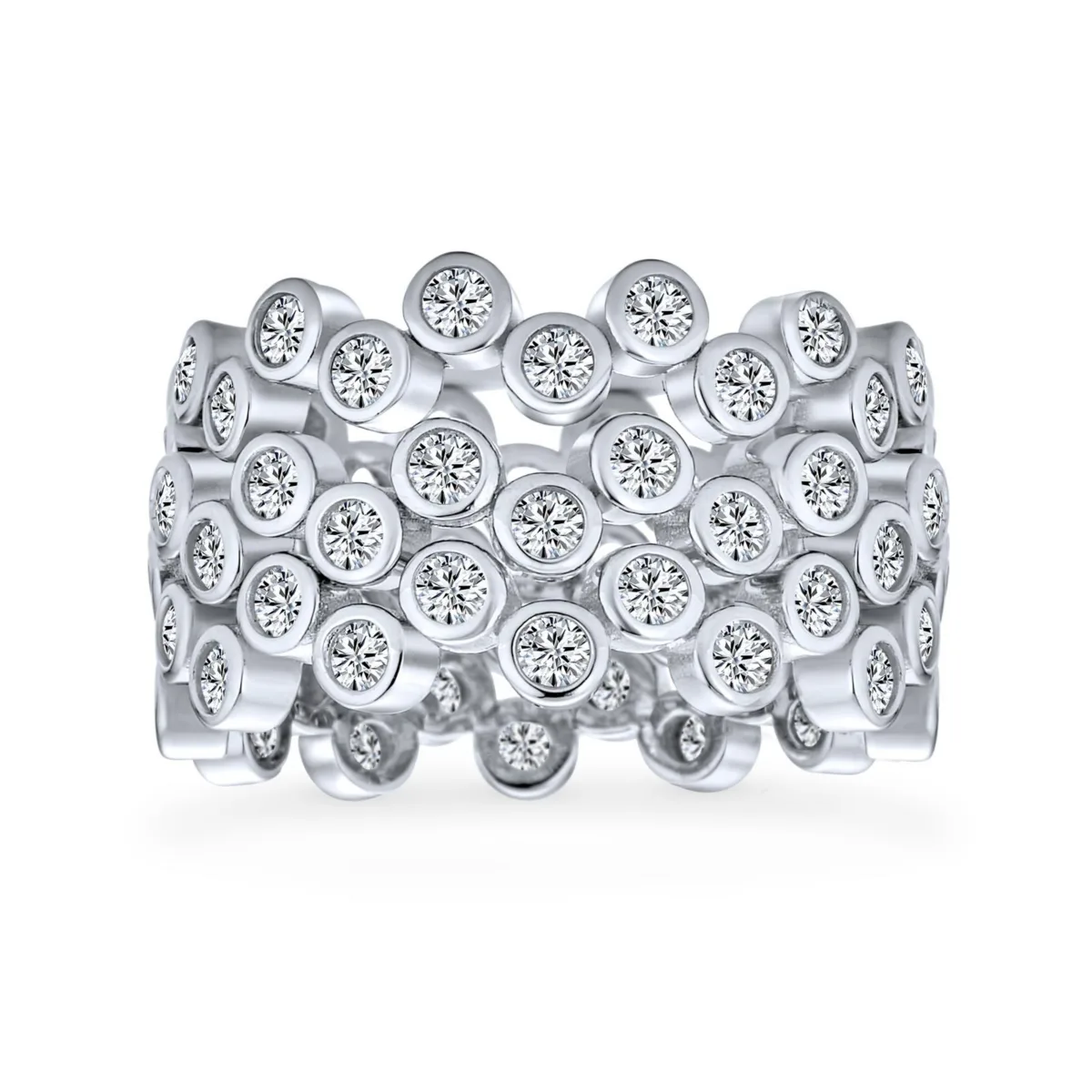 Stackable Circle Wide Bezel Bubble Band Ring Set.925 Sterling Silver by Bling Jewelry