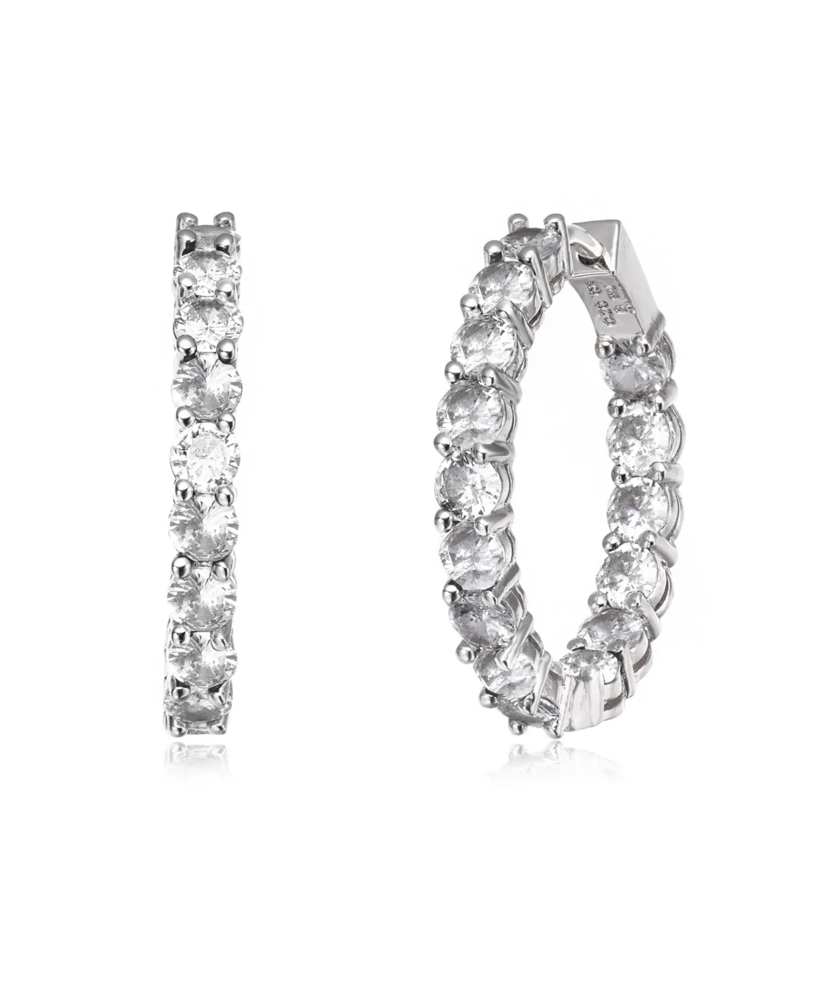 Colored Cubic Zirconia Inside Out Hoop Earrings