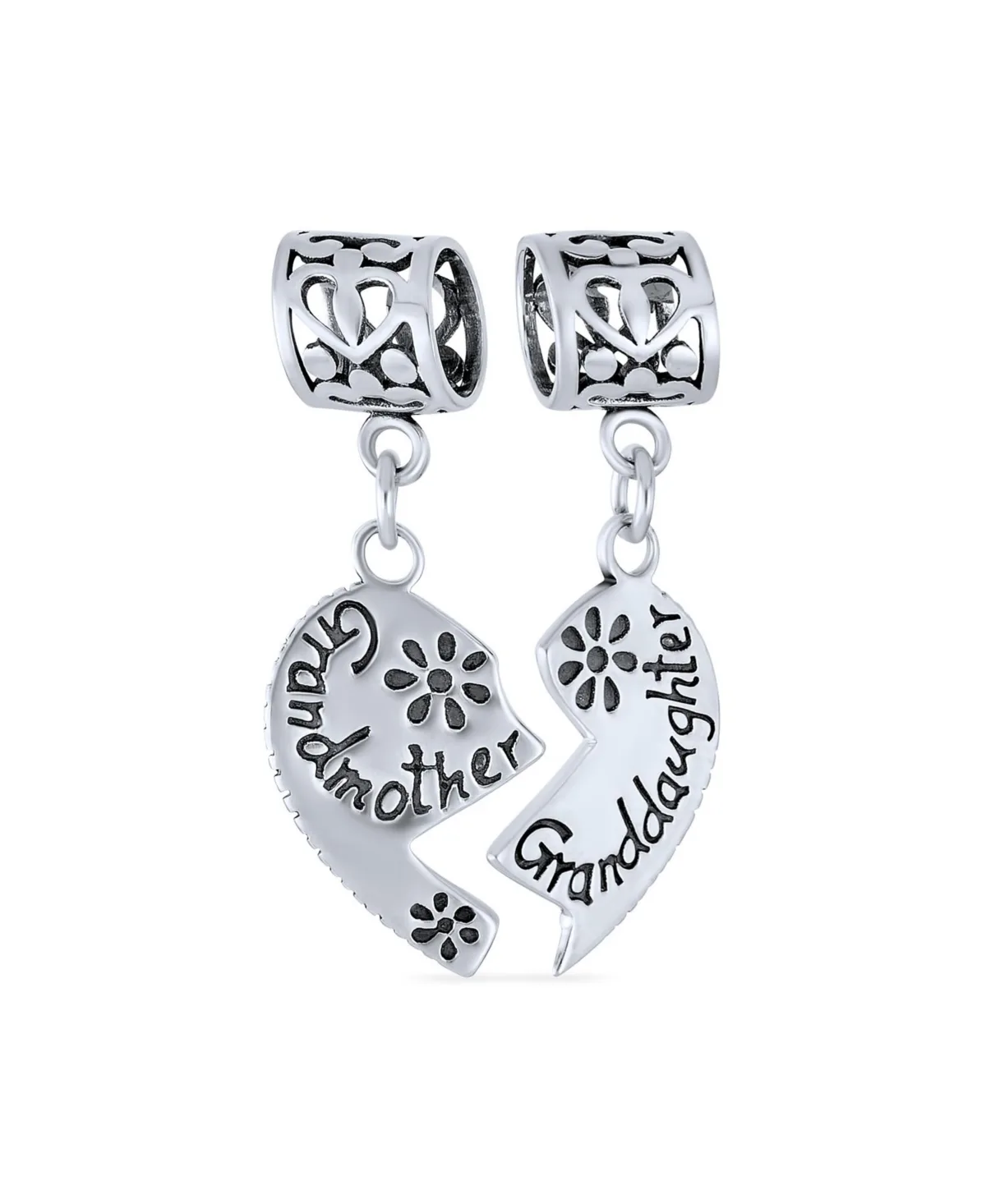 Puzzle Split Heart Grandmother Granddaughter Dangle Charm Bead Sterling Silver Fit European Bracelet by Bling Jewelry