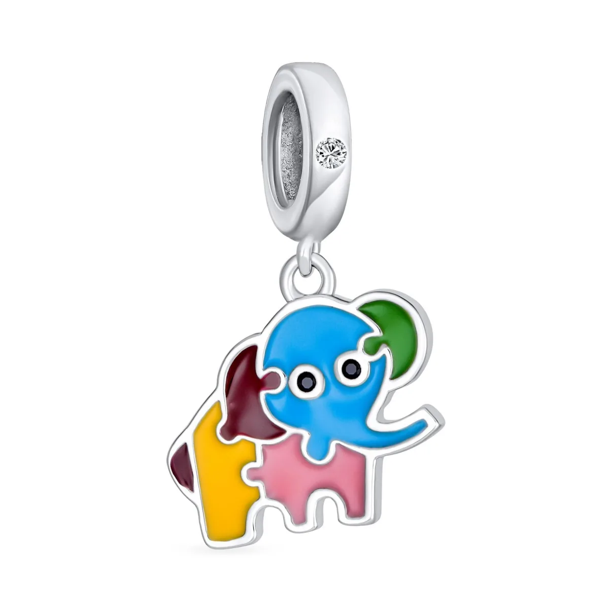 Multicolor Good Luck Bambi Elephant Trunk Up Dangle Bead Charm for Sterling Silver Fits European Bracelet by Bling Jewelry