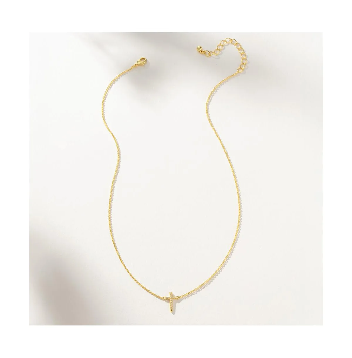14K Gold-Plated Simple Cross Necklace, 14" + 2" Extender by Uncommon James