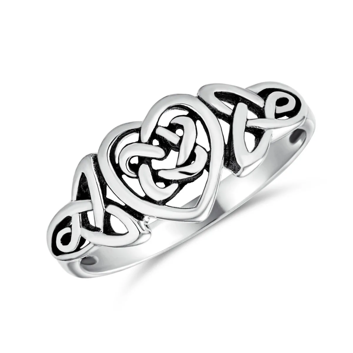 Dainty Best Friends Irish Celtic Love Knots Bff Infinity Heart Promise Ring 1MM Band Oxidized Sterling Silver by Bling Jewelry