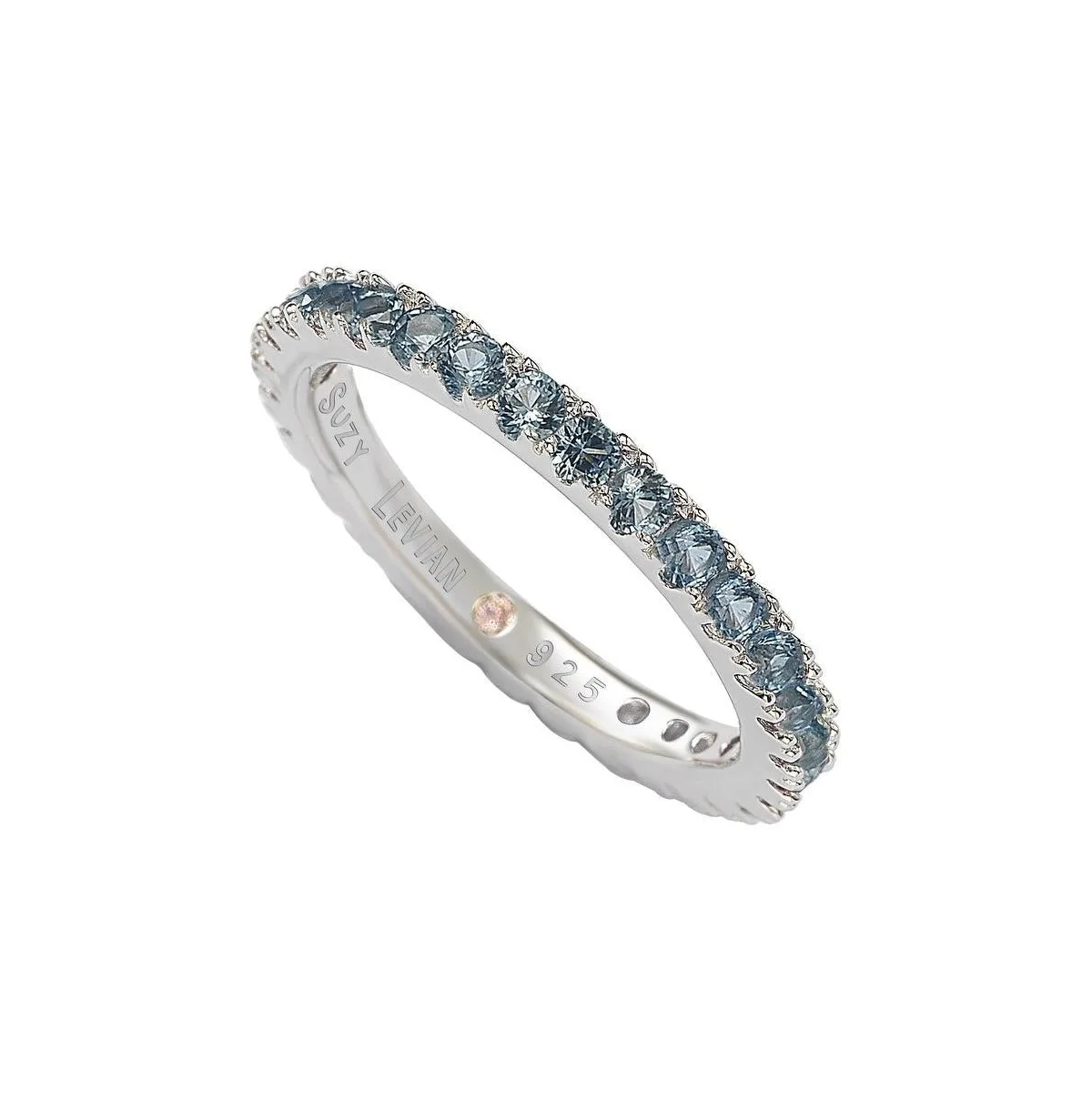 Suzy Levian Sterling Silver Thin Cubic Zirconia Eternity Band Ring