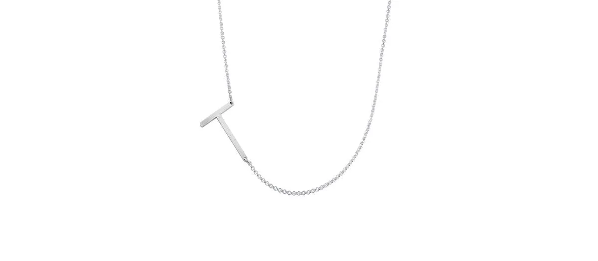 Sideways Initial Necklace in Sterling Silver by Oak & Luna