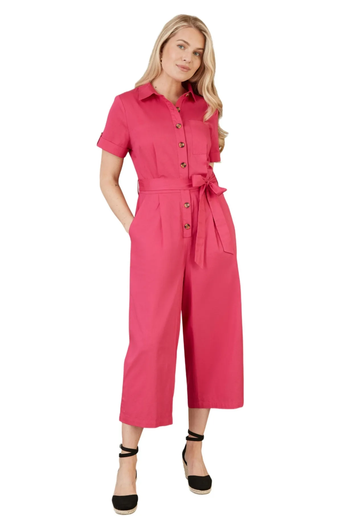 Button Up Utility Style Jumpsuit by Yumi