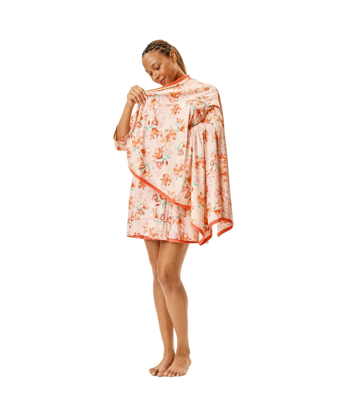 Maternity Robe and Nursing Chemise Sleep Set with Baby Swaddle by Motherhood Maternity