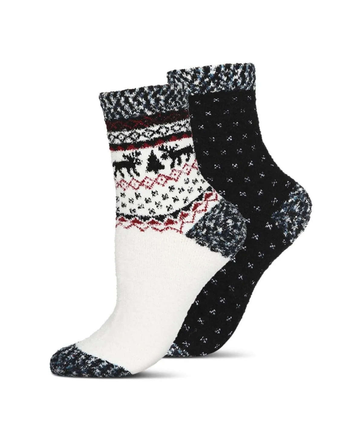 2 Pair Pack Fairisle Border Cloud Soft Crew Socks by Memoi