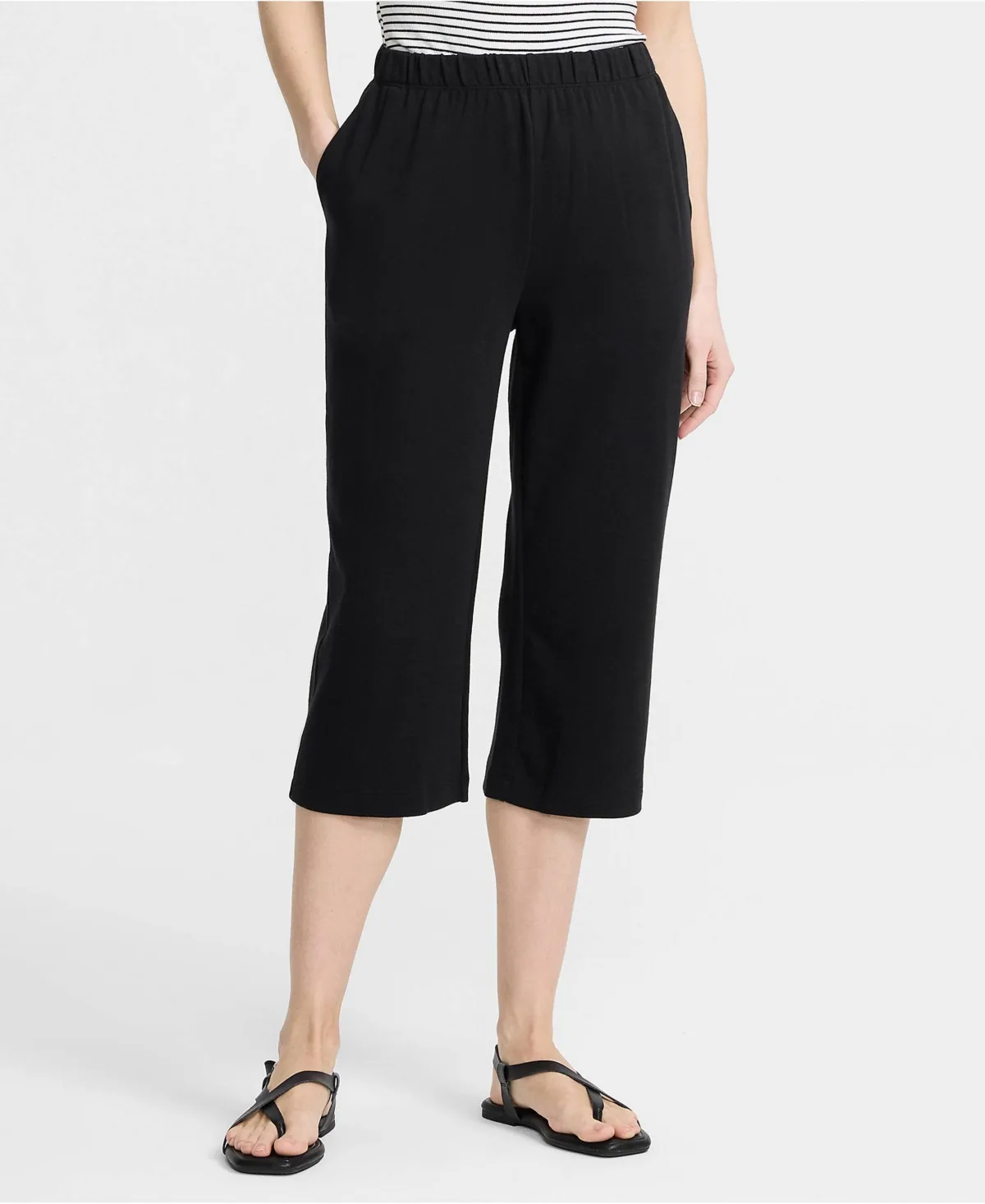 Sport Knit High Rise Elastic Waist Capri Pants