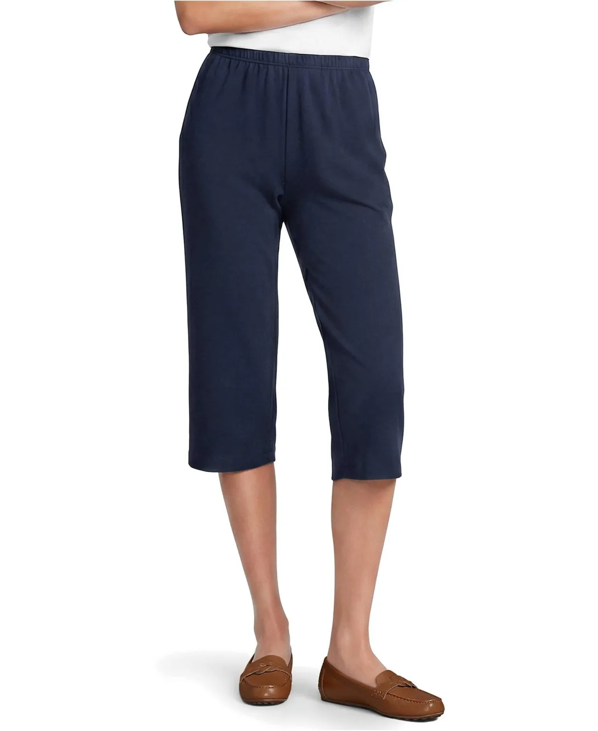 Sport Knit High Rise Elastic Waist Capri Pants by Lands' End