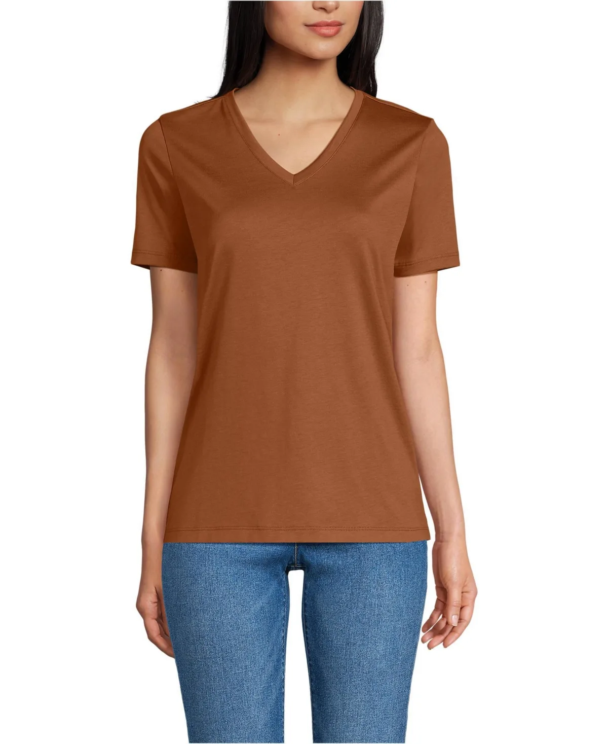 Relaxed Supima Cotton V-Neck T-Shirt by Lands' End