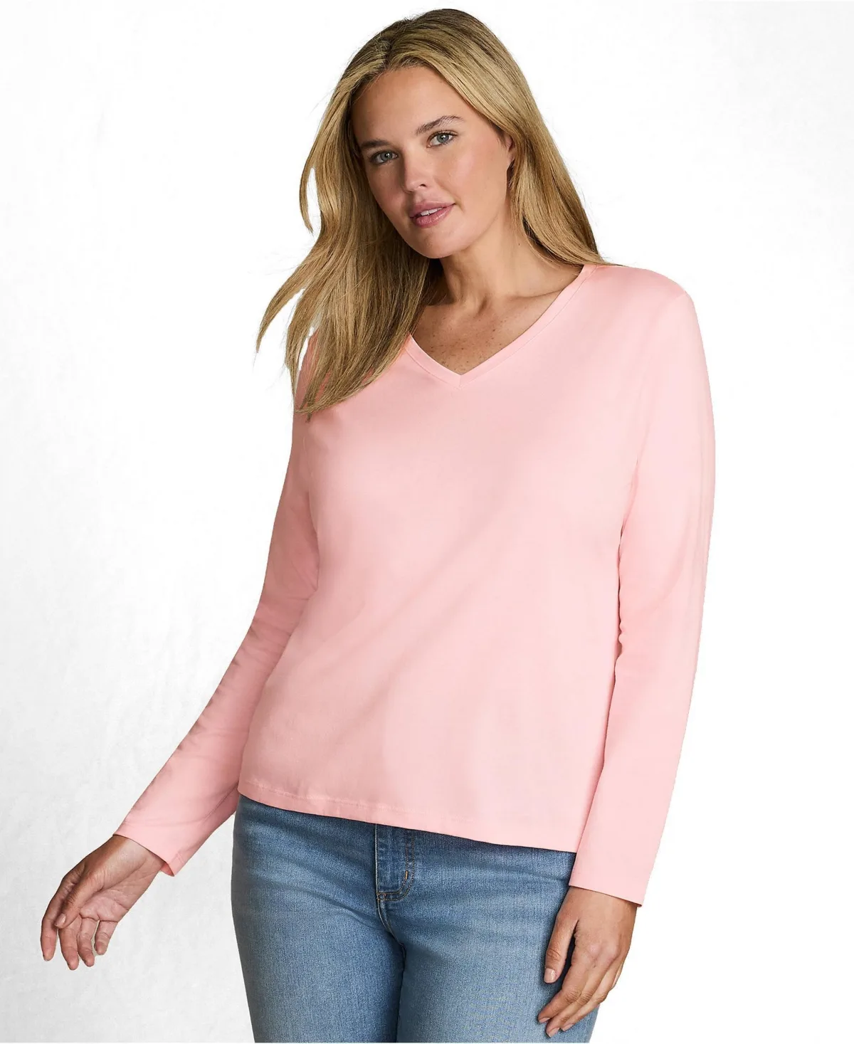 Relaxed Supima Cotton Long Sleeve V-Neck T-Shirt