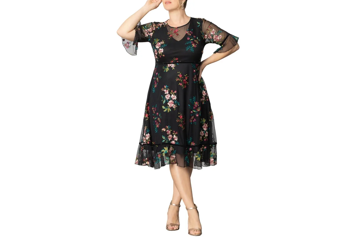 Wildflower Embroidered Floral Mesh Dress