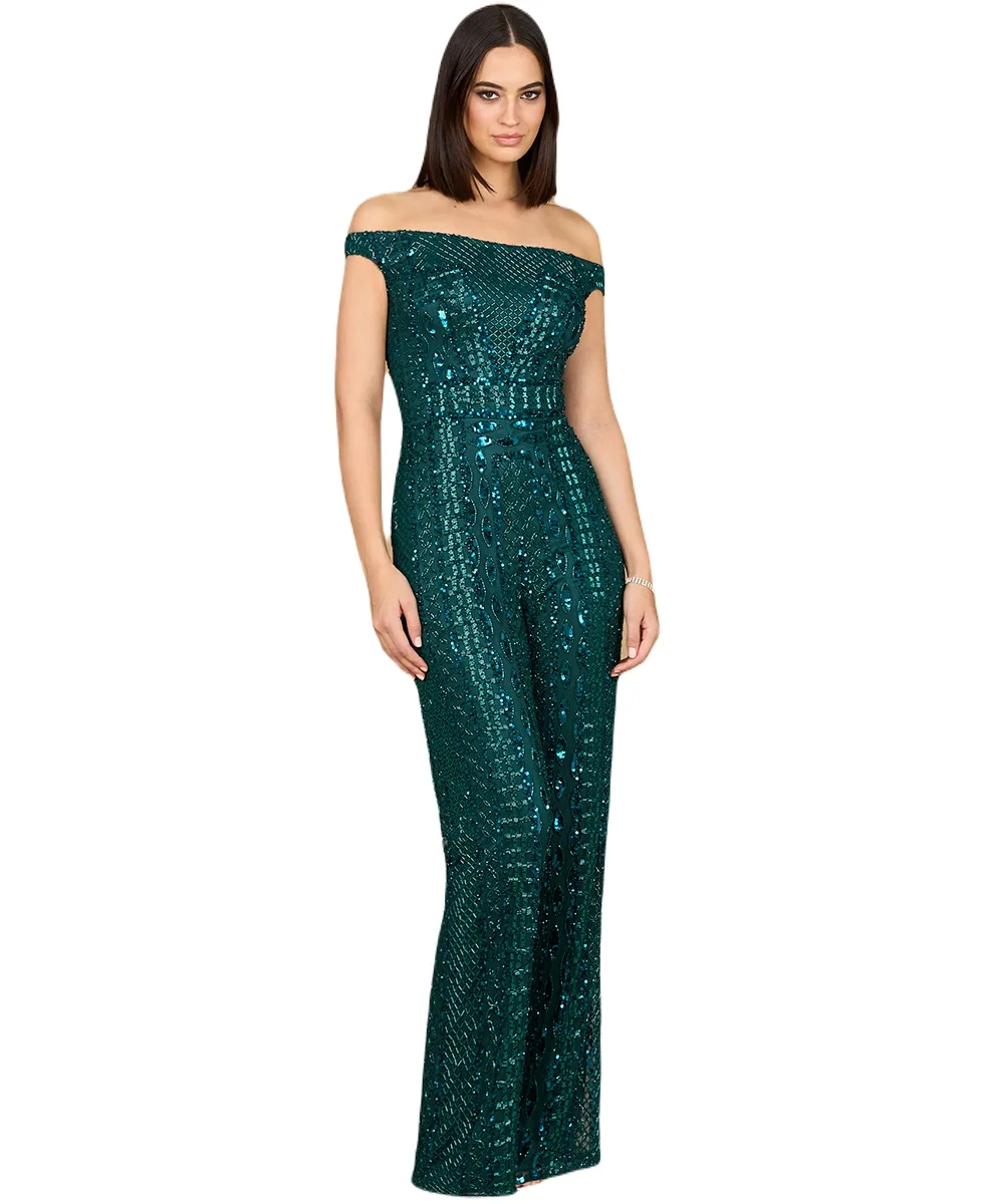 Beaded Off Shoulder Jumpsuit