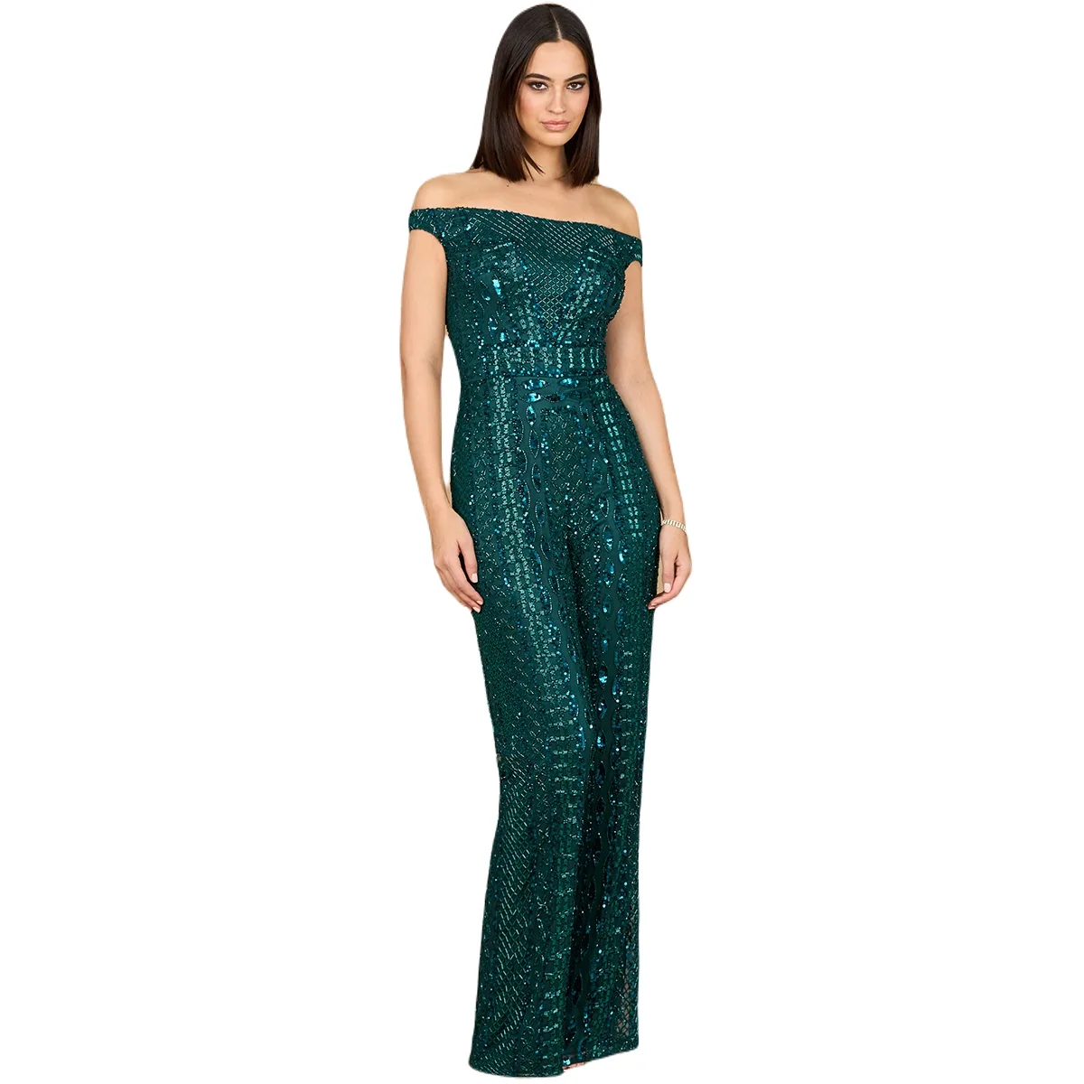 Beaded Off Shoulder Jumpsuit by Lara