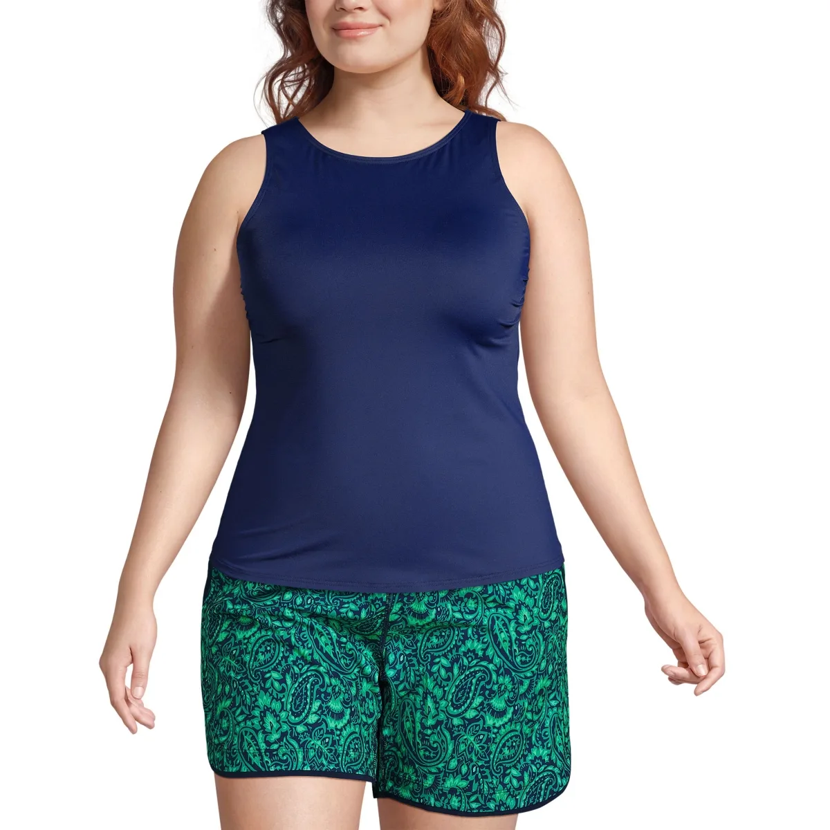 Chlorine Resistant High Neck Upf 50 Sun Protection Modest Tankini Swimsuit Top by Lands' End