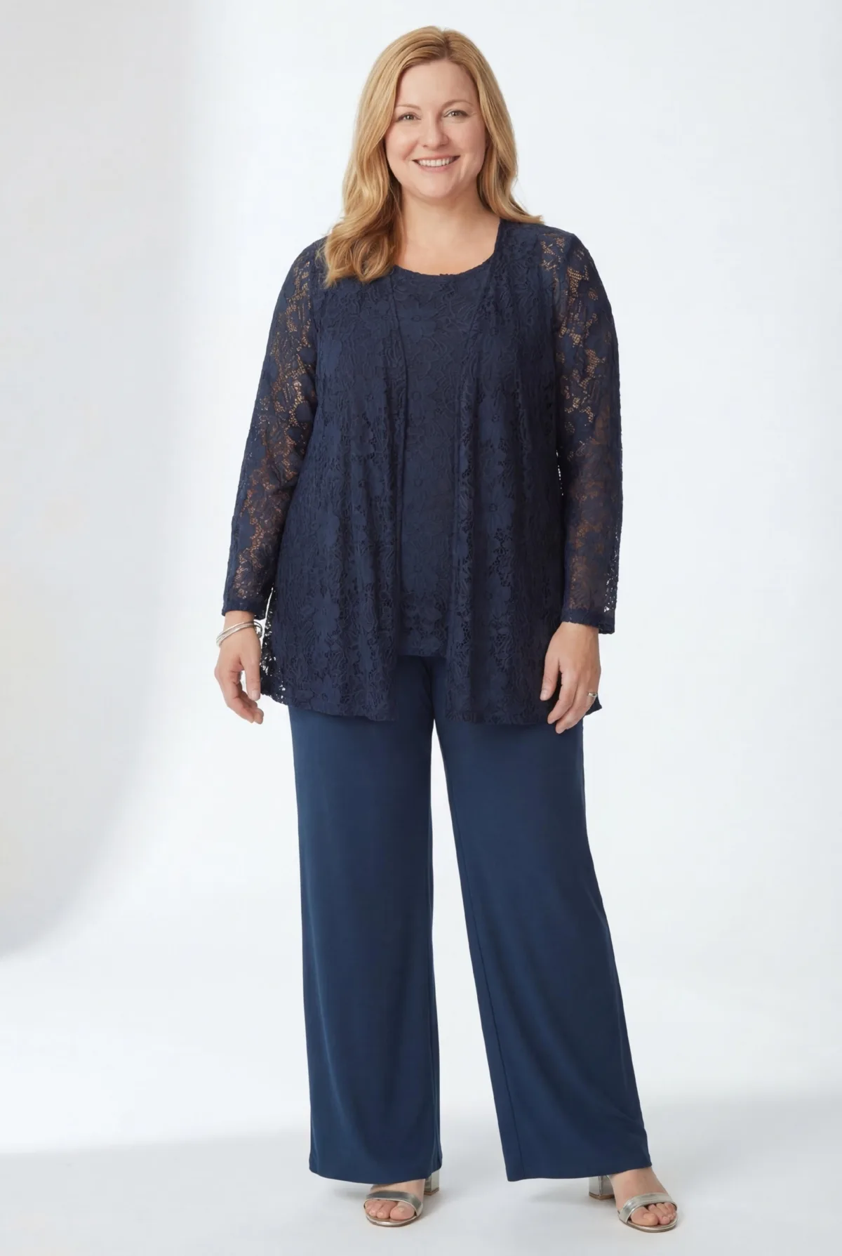 3-Piece Lace Jacket/Tank/Pant Set by Woman Within