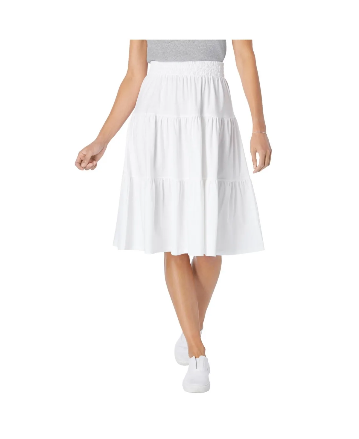 Elastic-Waist Knit Tiered Skirt by Woman Within
