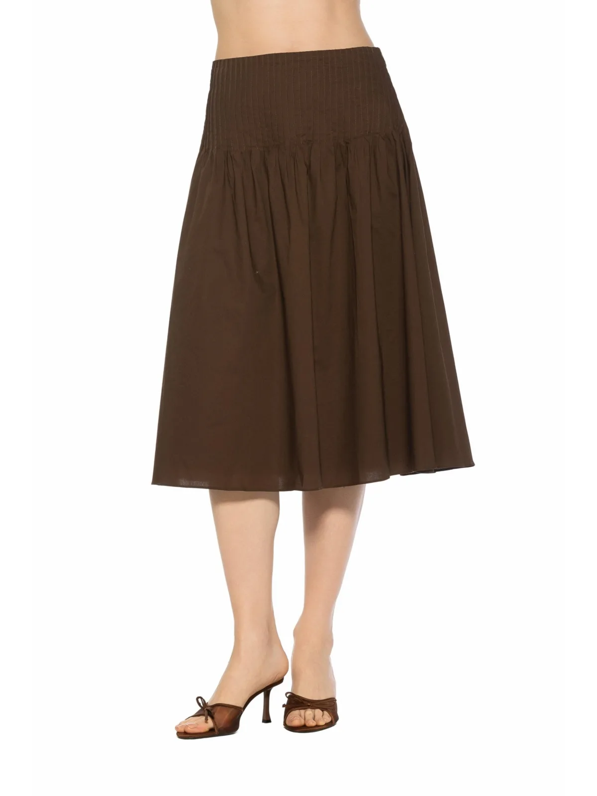 Esme Pintuck Waist Full Poplin Skirt by Alexia Admor