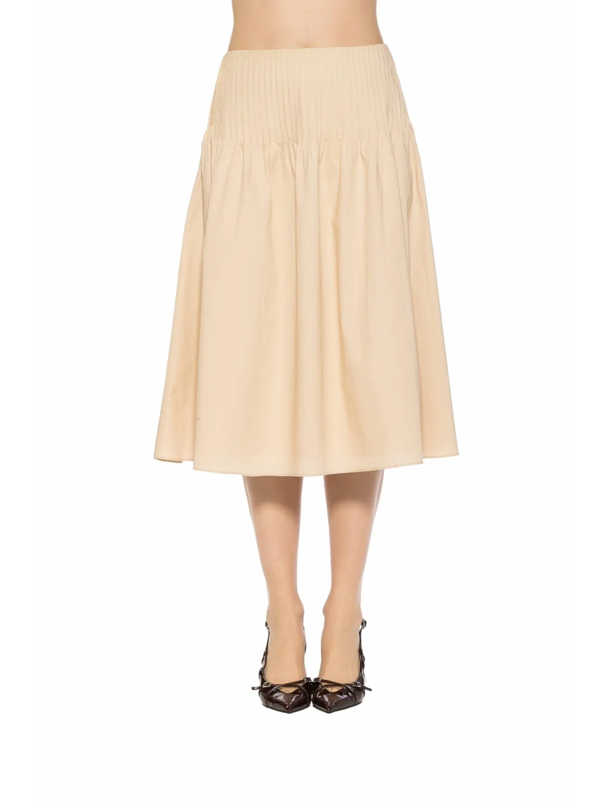 Esme Pintuck Waist Full Poplin Skirt