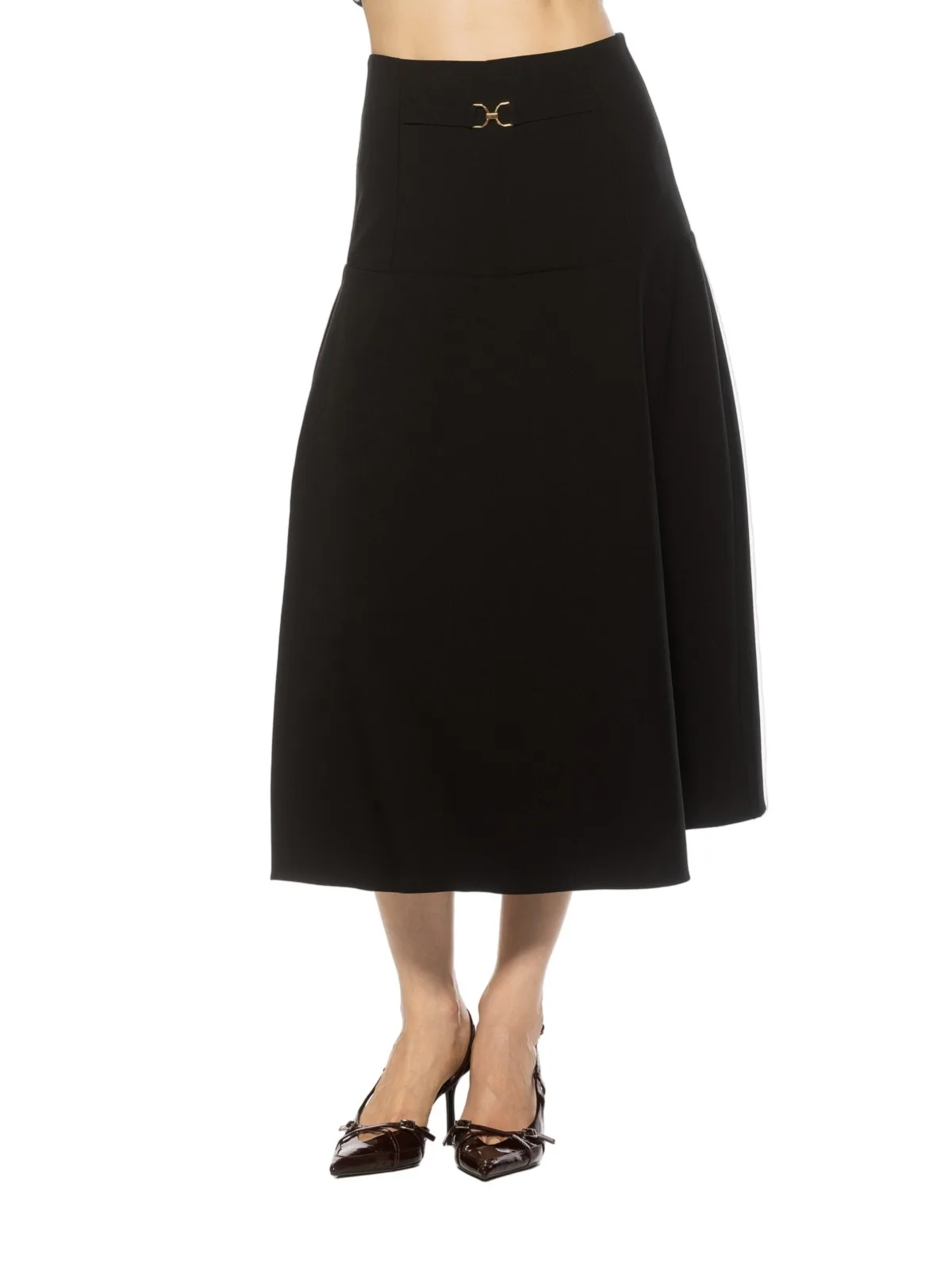 Eres Flared Midi Skirt with Front Detail by Alexia Admor