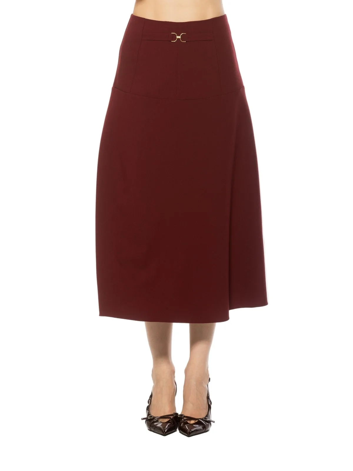 Eres Flared Midi Skirt with Front Detail