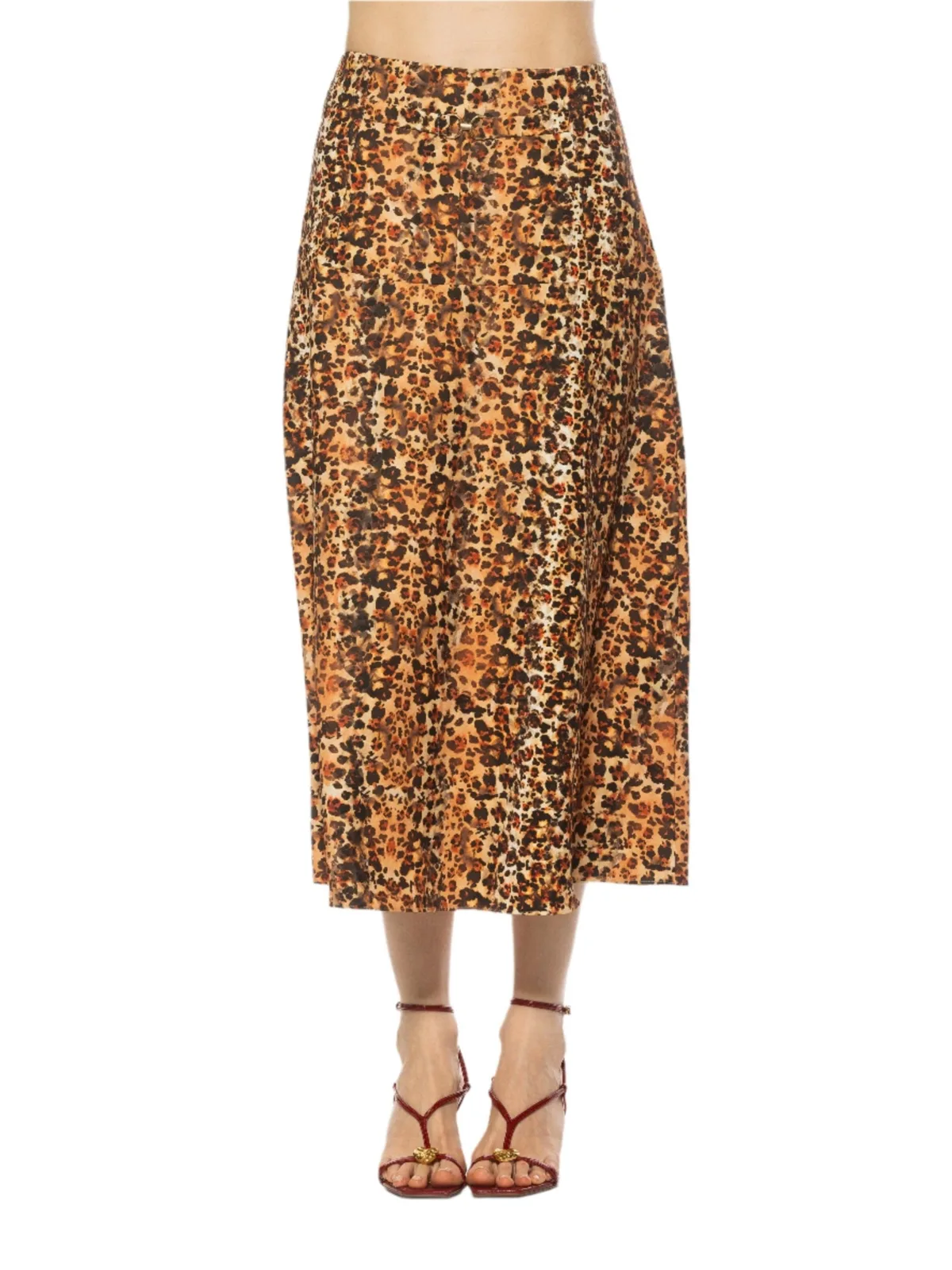 Eres Flared Midi Skirt with Front Detail
