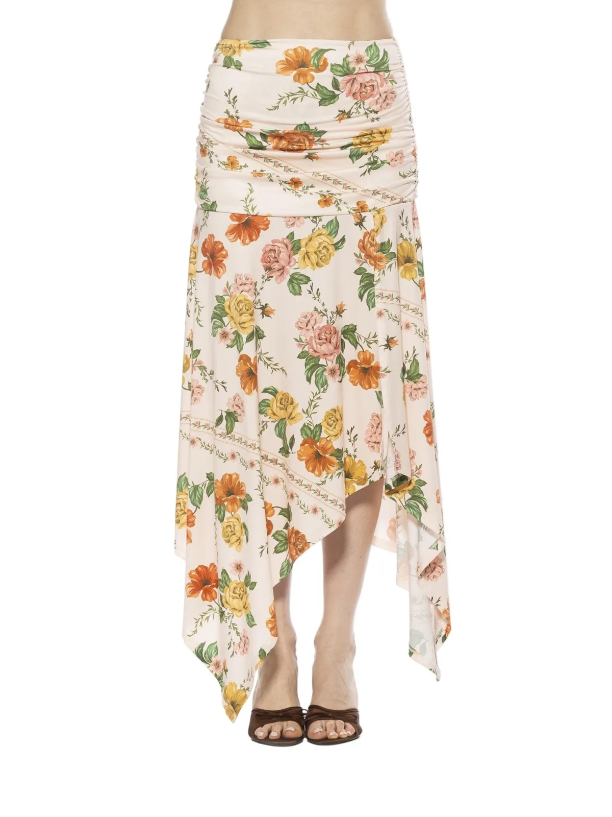 Kennedy Ruched Stretch Handkerchief Skirt by Alexia Admor