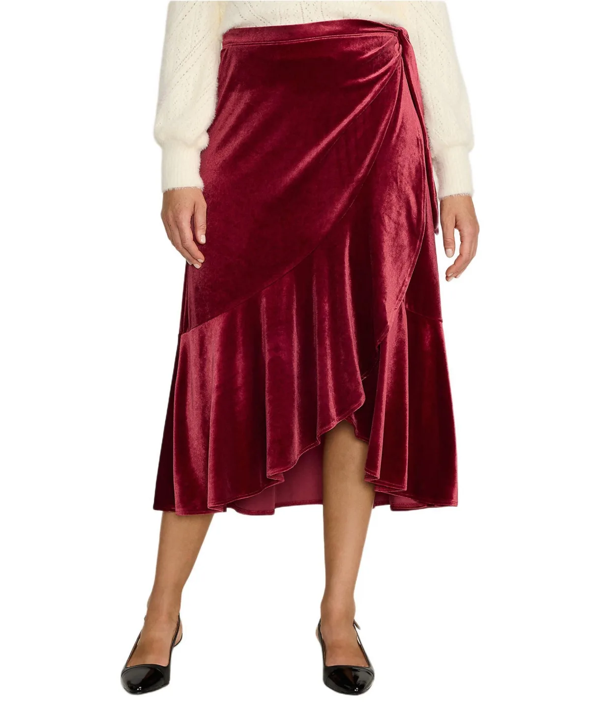 Velvet Wrap Midi Skirt by Lands' End