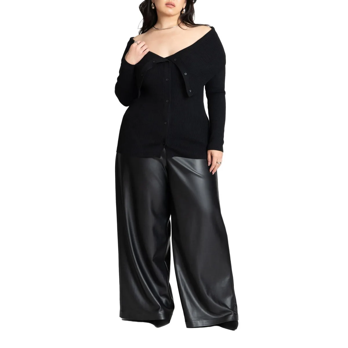 Wide Leg Faux Leather Pant by Eloquii