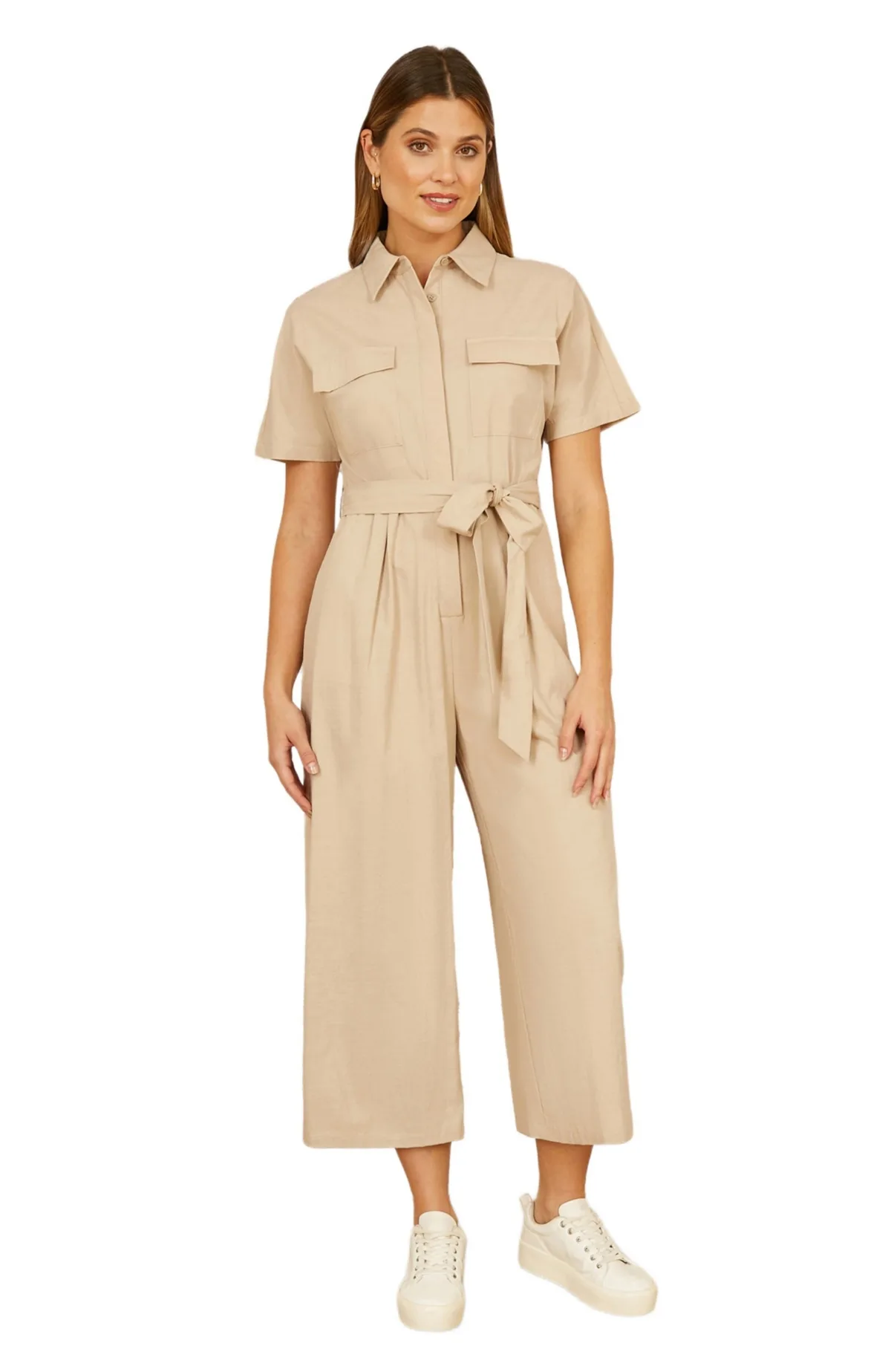 Utility Relaxed Fit Jumpsuit - Stone
