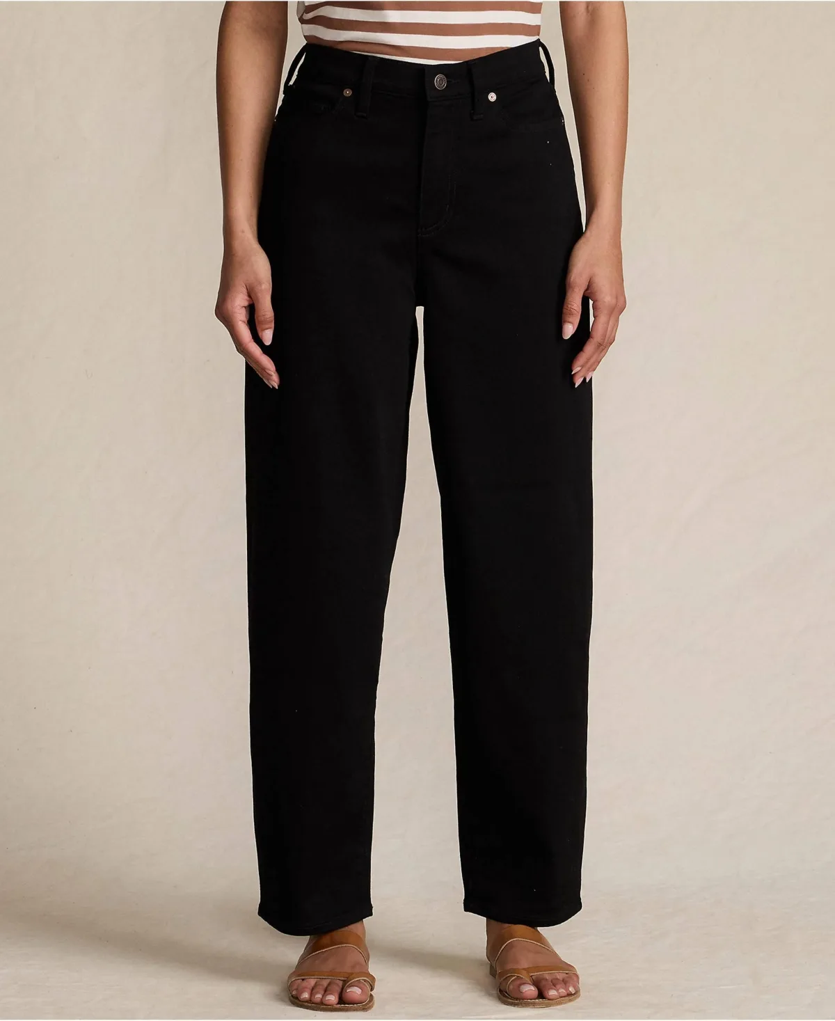 Denim High Rise Barrel Leg Ankle Jeans by Lands' End