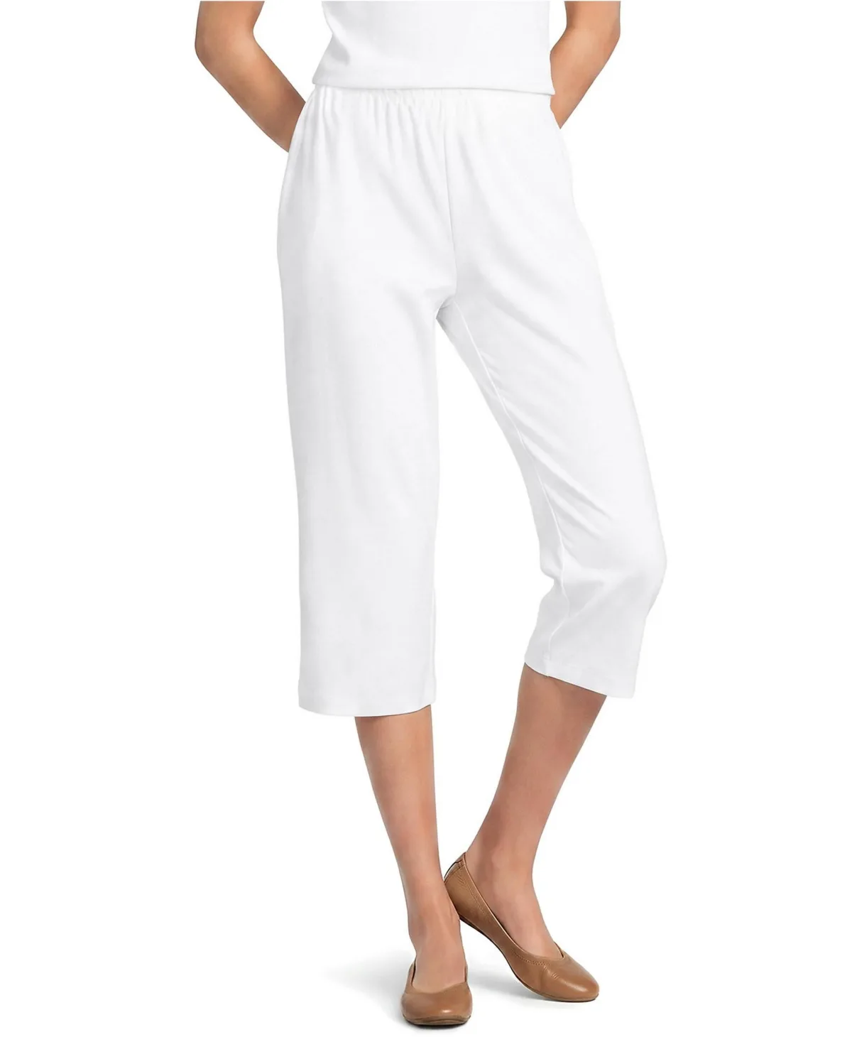 Sport Knit High Rise Elastic Waist Pull on Capri Pants by Lands' End