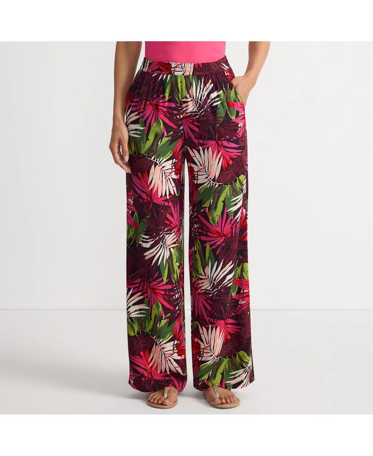 Rayon High Rise Wide Leg Pants - Set Bottom by Lands' End