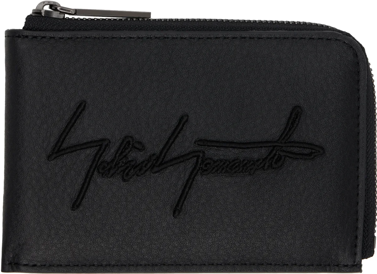 Black Signature Short Wallet by YOHJI YAMAMOTO