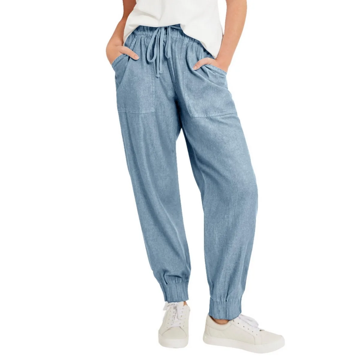 June + Vie Drawstring Denim Jogger