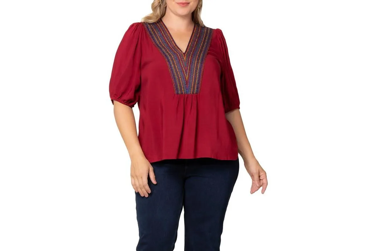 Tacoma Trim Neckline Top by Kiyonna