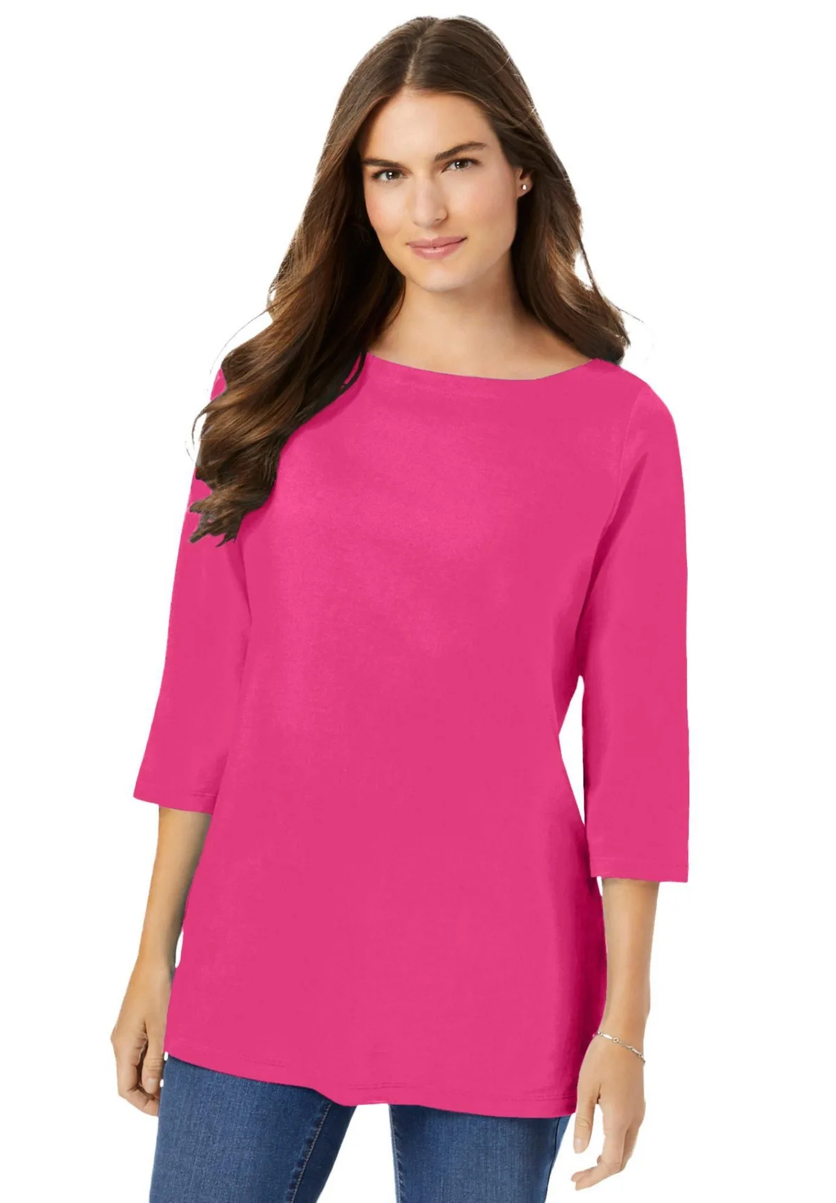 Perfect Three-Quarter Sleeve Boatneck Tee