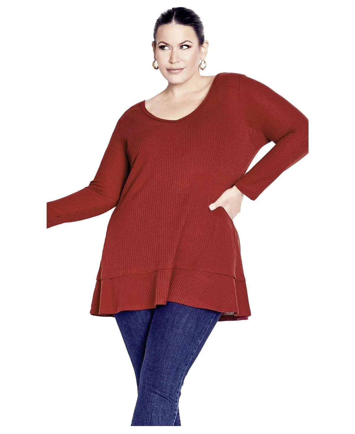 Waffle Ruffle Tunic by Avenue