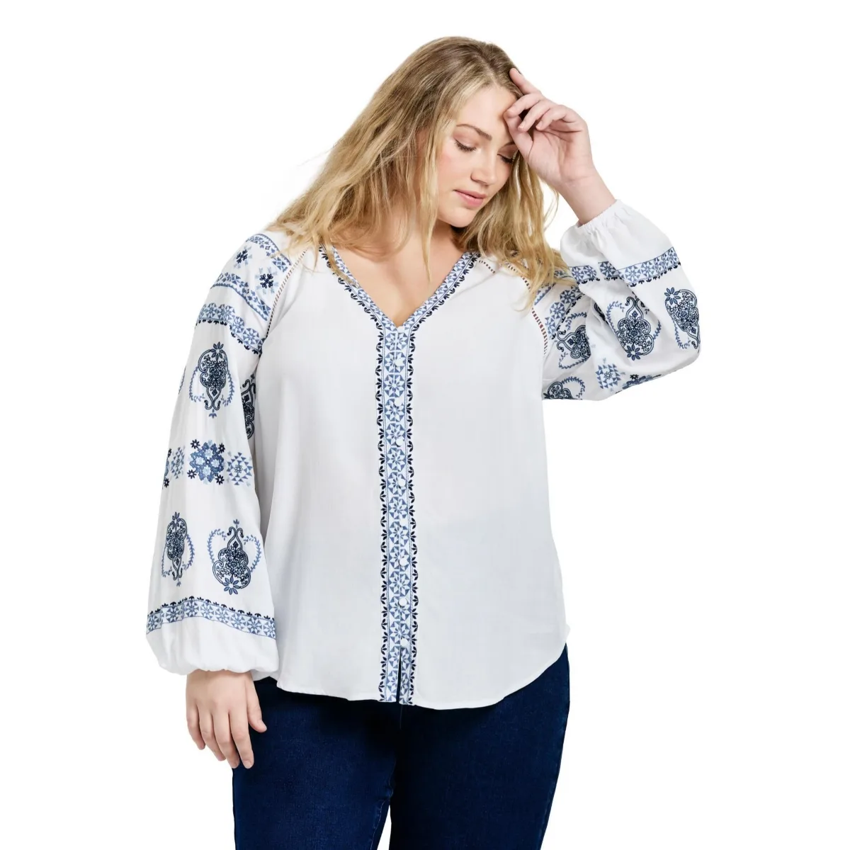Angelina Embroidered Blouse by Avenue