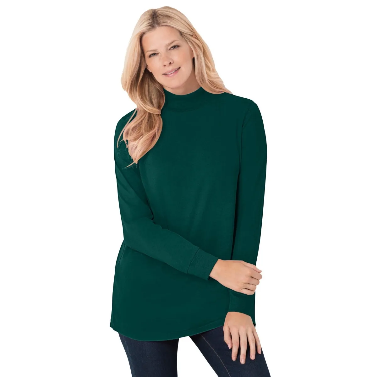 Within Perfect Long-Sleeve Mockneck Tee by Woman Within