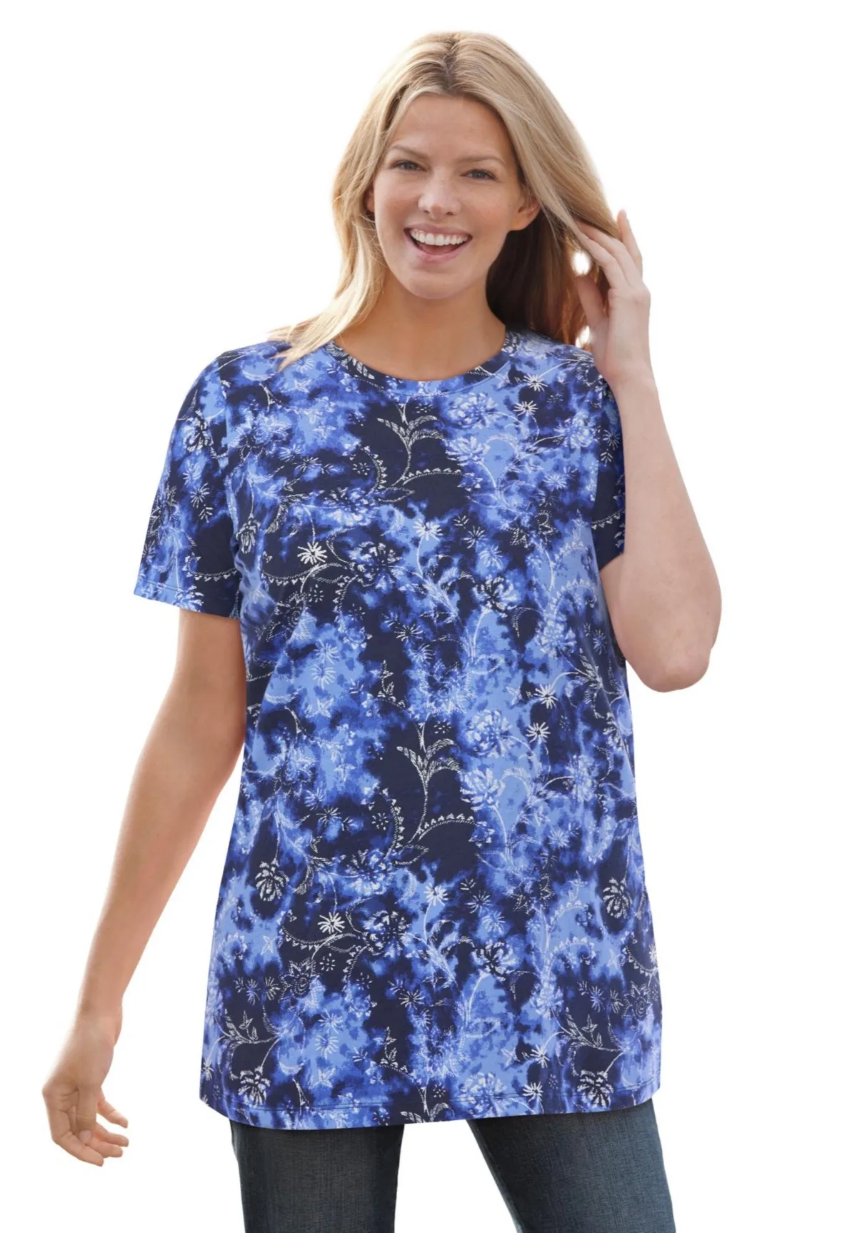 Perfect Printed Short-Sleeve Crewneck Tee