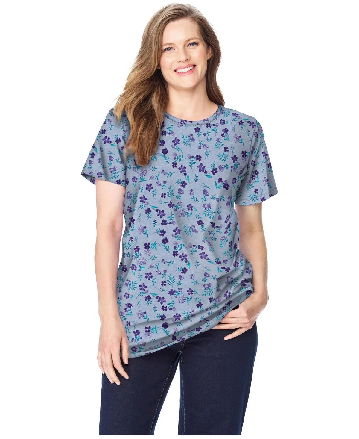 Perfect Printed Short-Sleeve Crewneck Tee