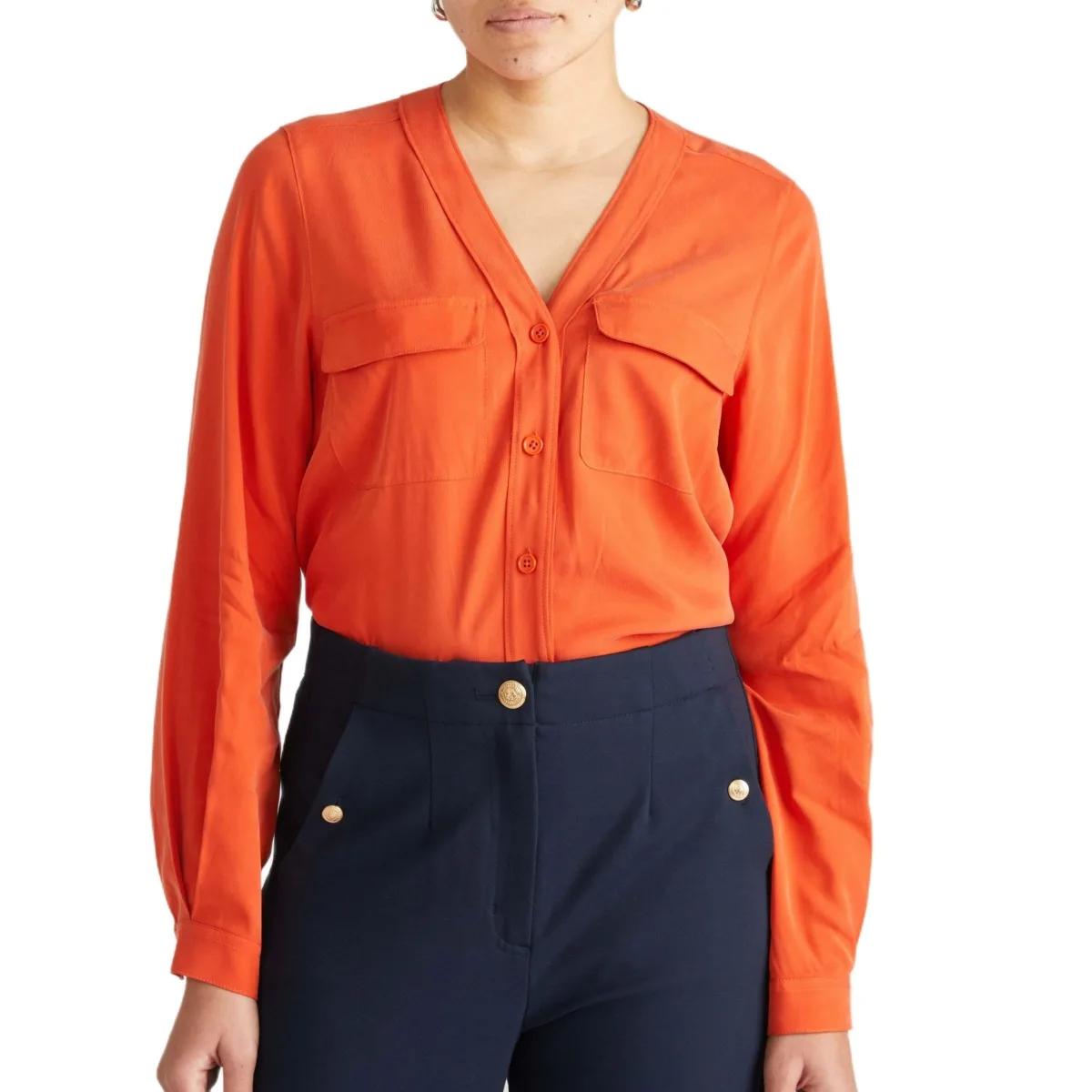 Stretch Cupro Button-Down Blouse by Universal Standard