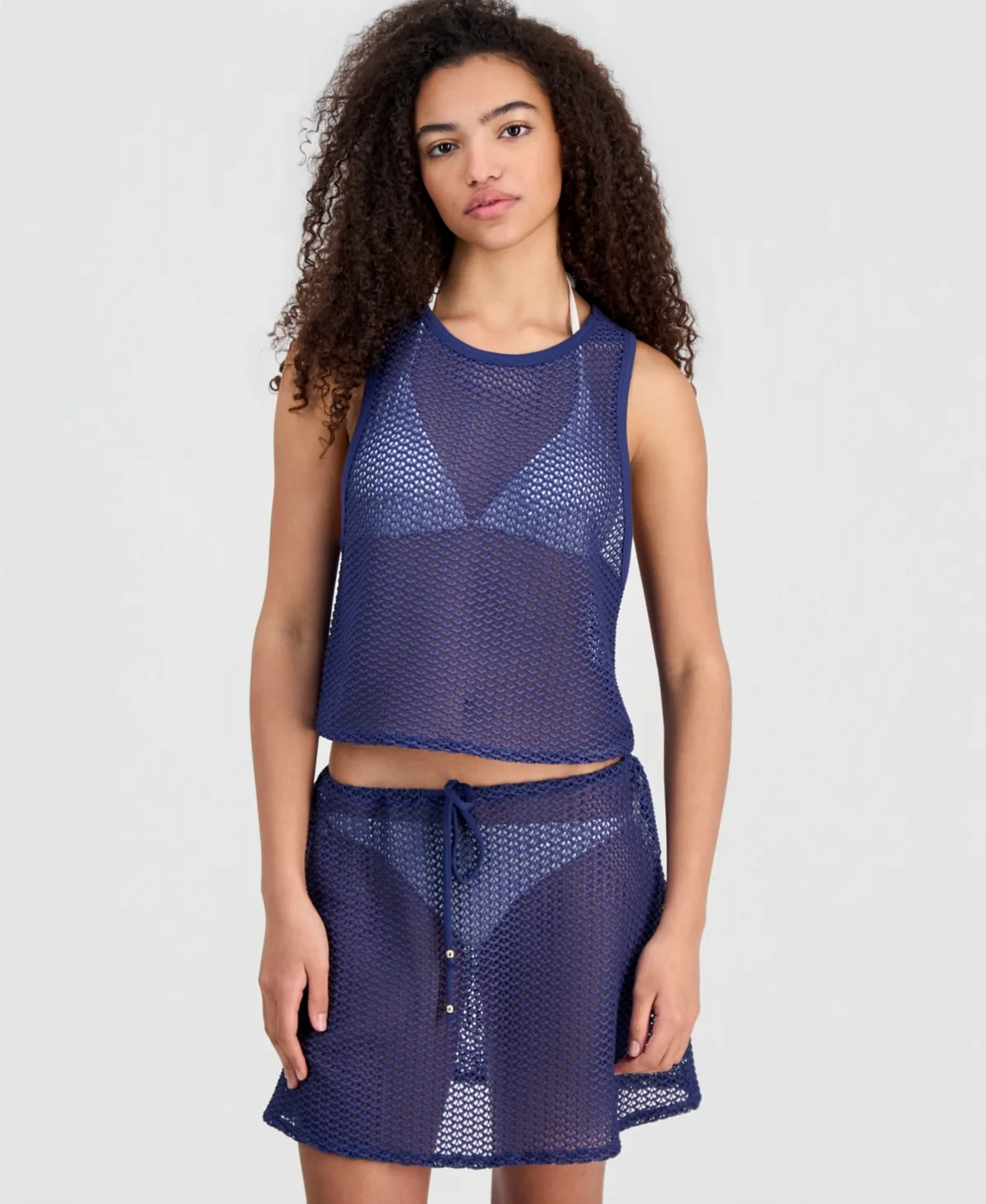 Crochet Swim Cover Up Crop Tank Top by Miken