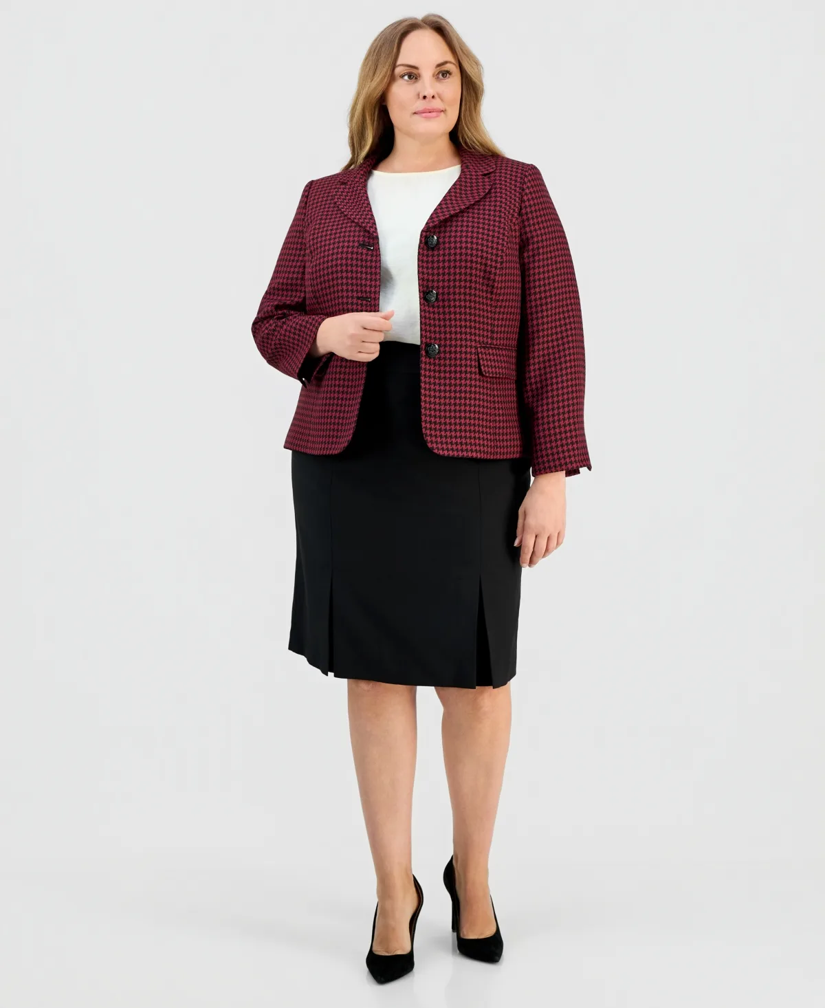Pencil Skirt Houndstooth Suit Set by Le Suit