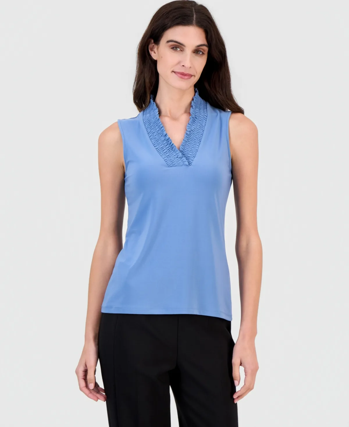 Sleeveless Smocked V-Neck Top
