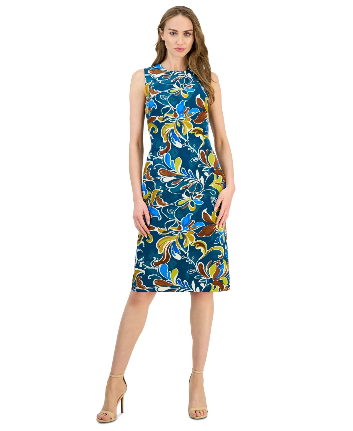 Printed Sleeveless Sheath Dress