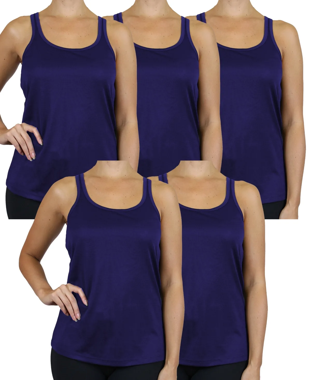 Moisture Wicking Racerback Tanks-5 Pack by Galaxy By Harvic