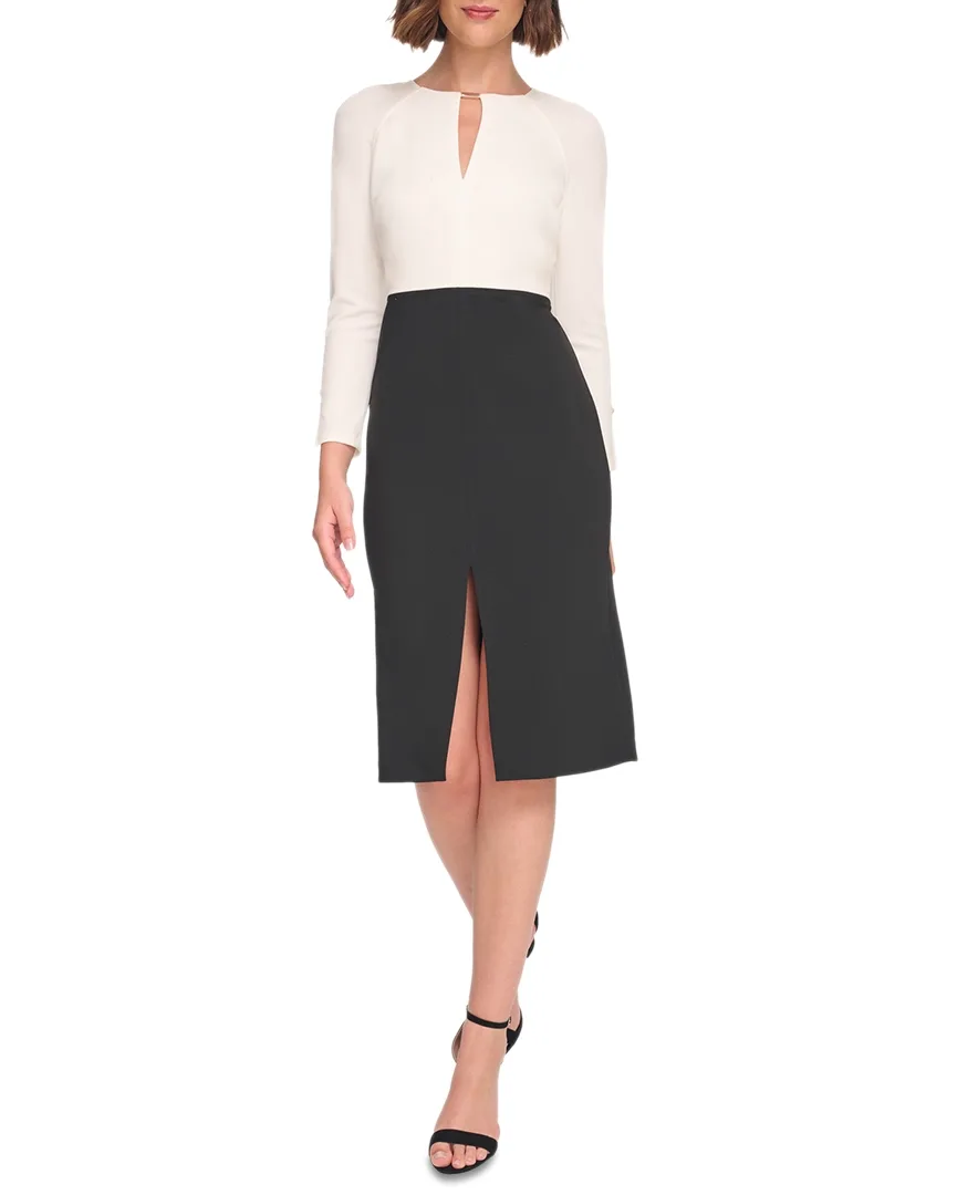 Keyhole-Neck Sheath Dress